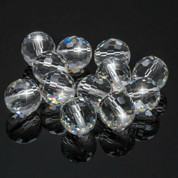 💎 11pc Vintage Harvested Clear Ice Crystals Round Disco Faceted Beads Loose - Picture 1 of 5
